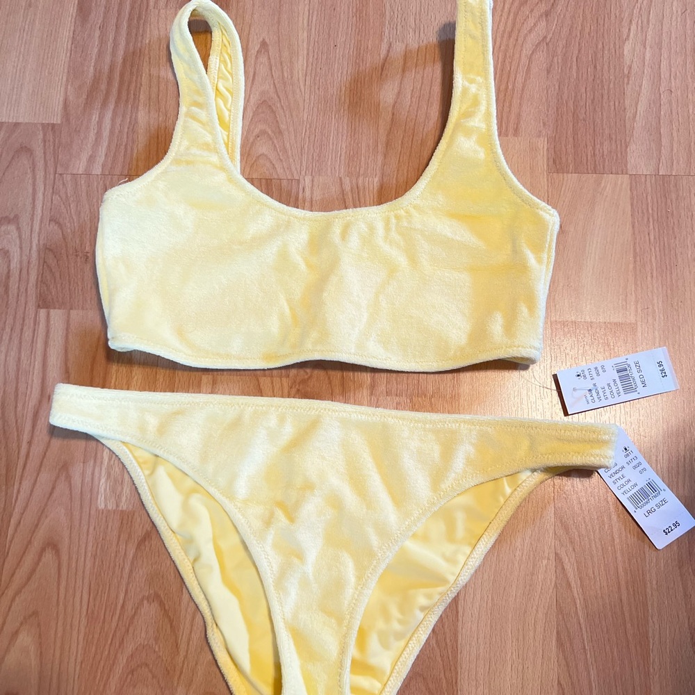 Pacsun Yellow Terry Cloth Bikini Set